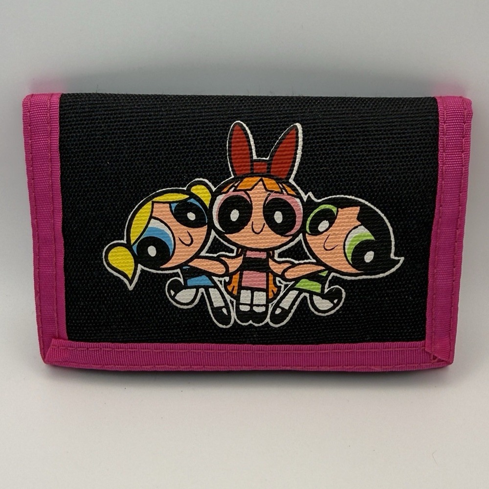 Vintage Y2K Powerpuff Girls Trifold Wallet - Black & Pink Cartoon Network